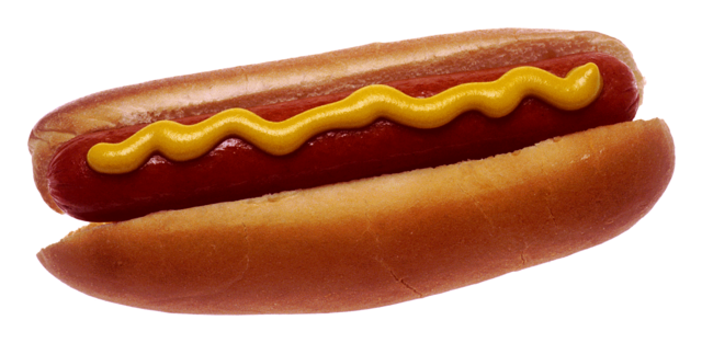 a picture of a hot dog with mustard